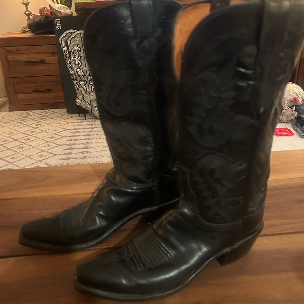 Lucchese Black Heeled Boots